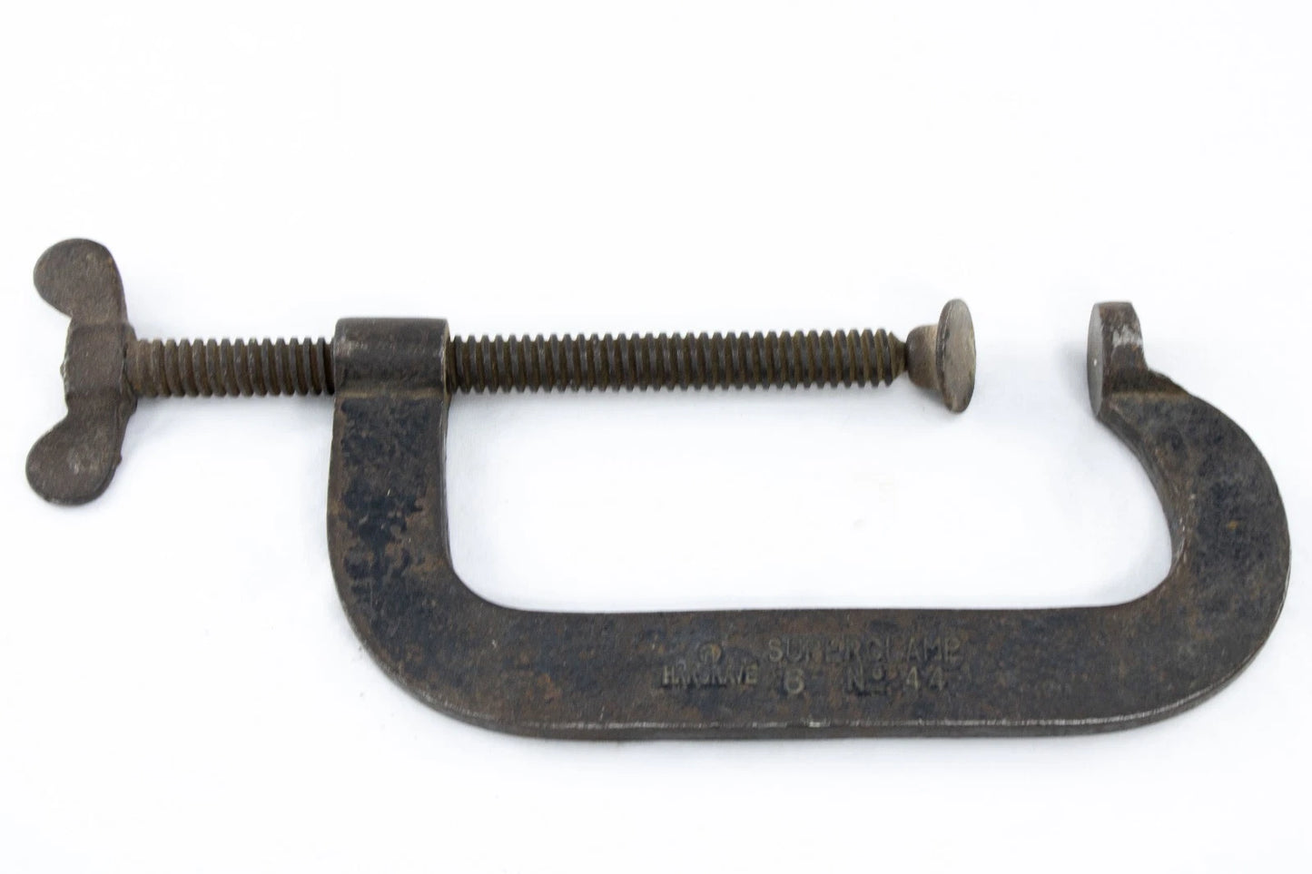 Vintage Hargrave 6" C Clamp & Trimo 10" Pipe Wrench USA Iron Tool Set Rust Patin