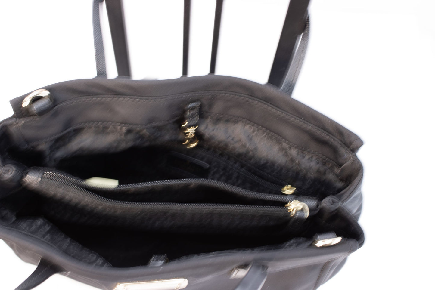 Kate Spade Black Nylon Tote Handbag Gold Hardware Zip Top