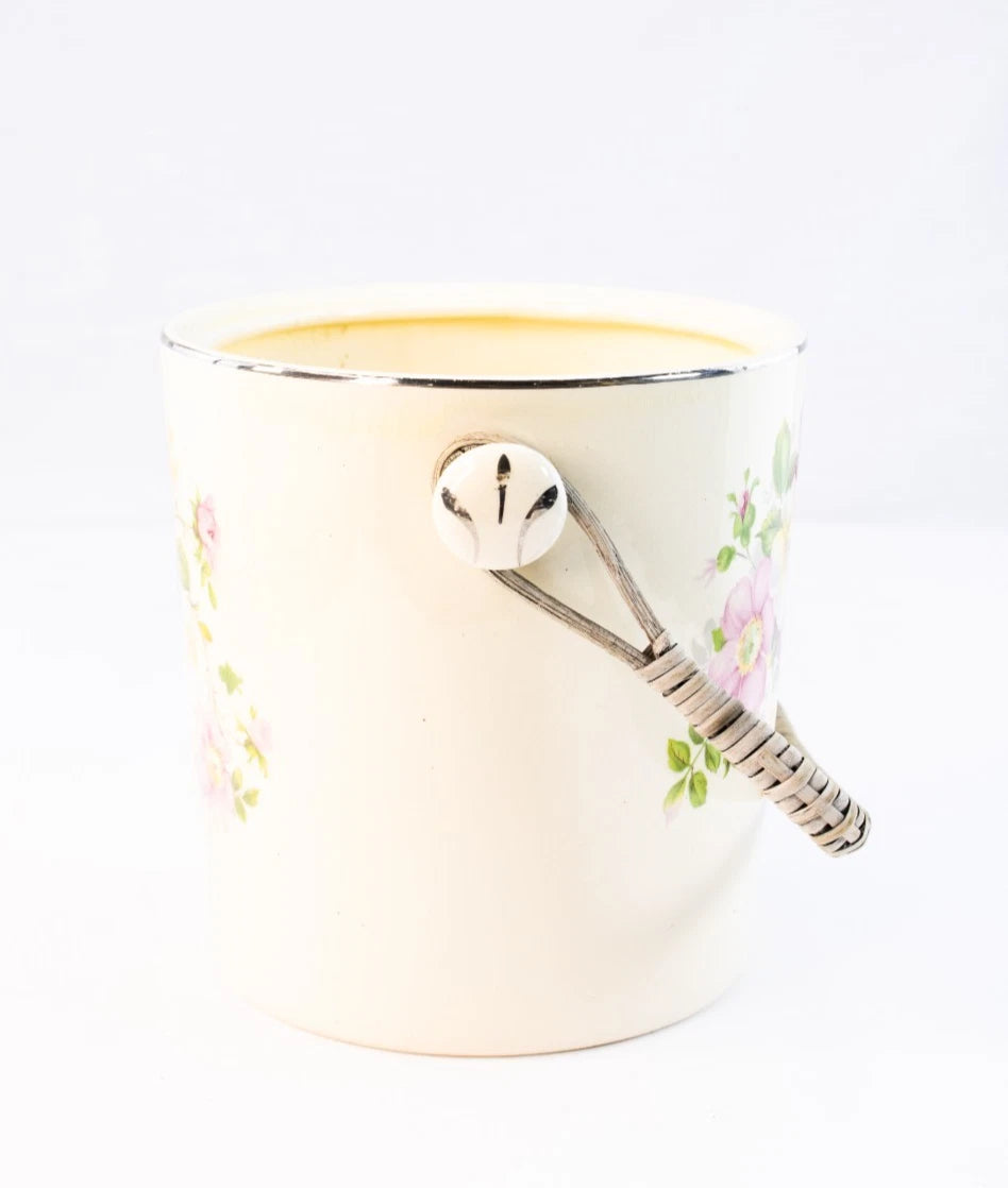 Great Northern Products Co Floral Ceramic Ice Bucket – Mid-Century Pink & Yellow