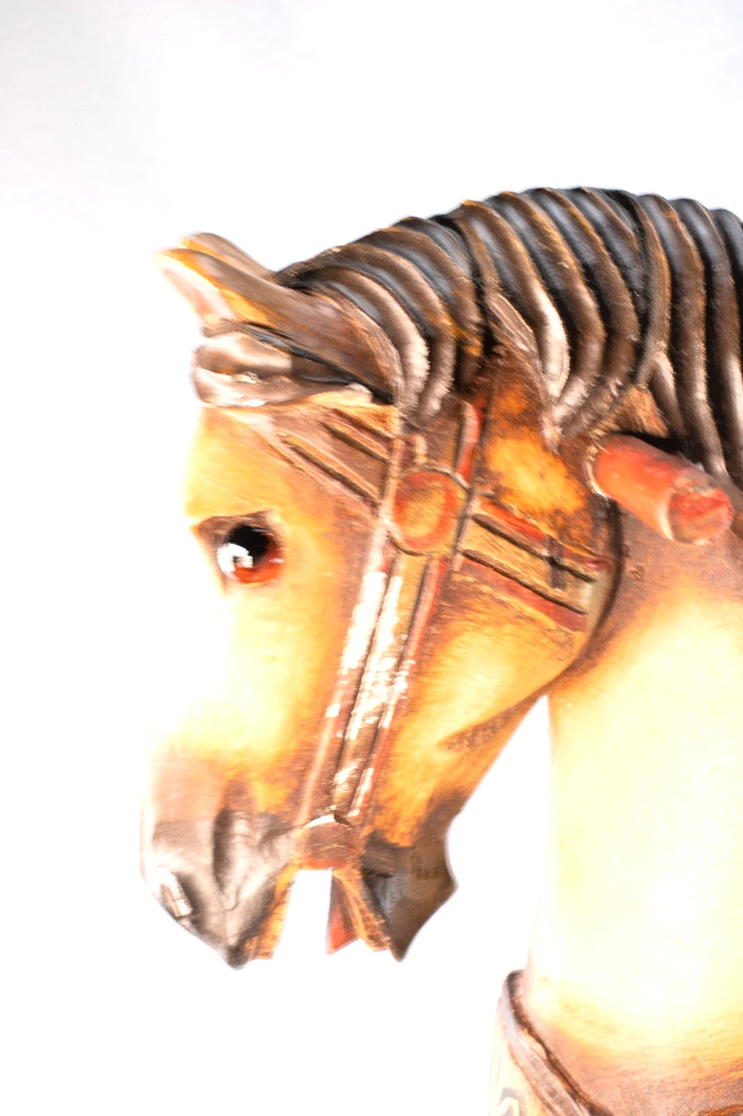 1885-1920s Hand-Carved Wooden Riding Horse w/Iron Wheels – Antique Folk Art 37