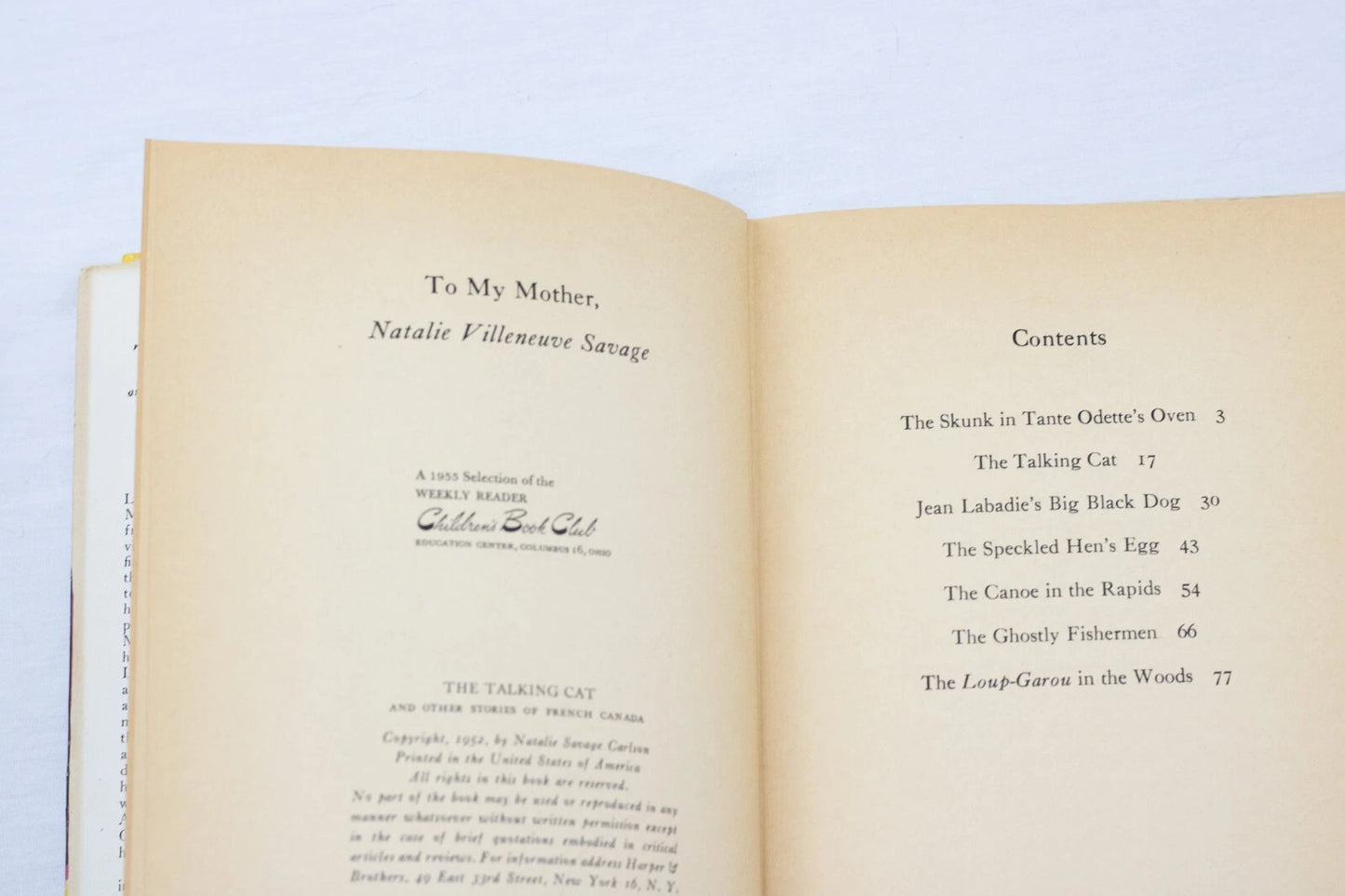 The Talking Cat and Other Stories of French Canada by Natalie Savage Carlson