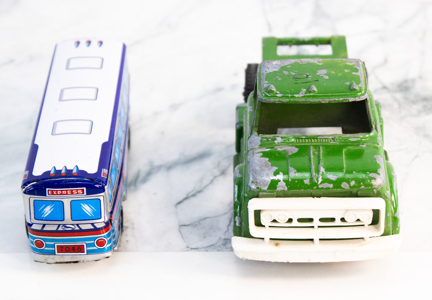 Vintage Toy Vehicle Lot – Greyhound Bus & Truck Cab