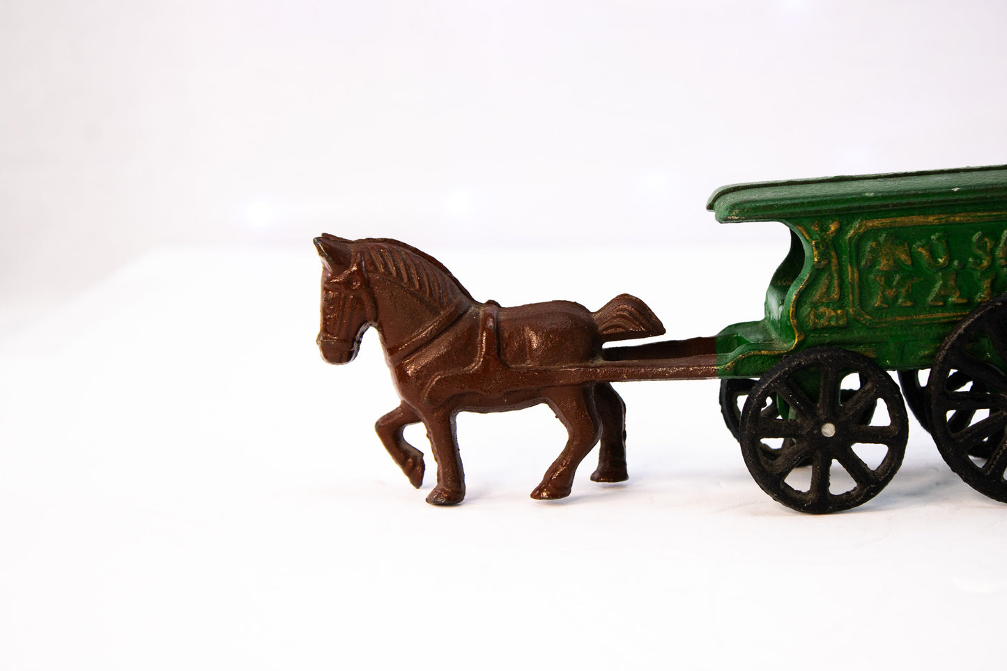 Vintage Cast Iron Horse Drawn Ale Wagon Green Beer Delivery Toy