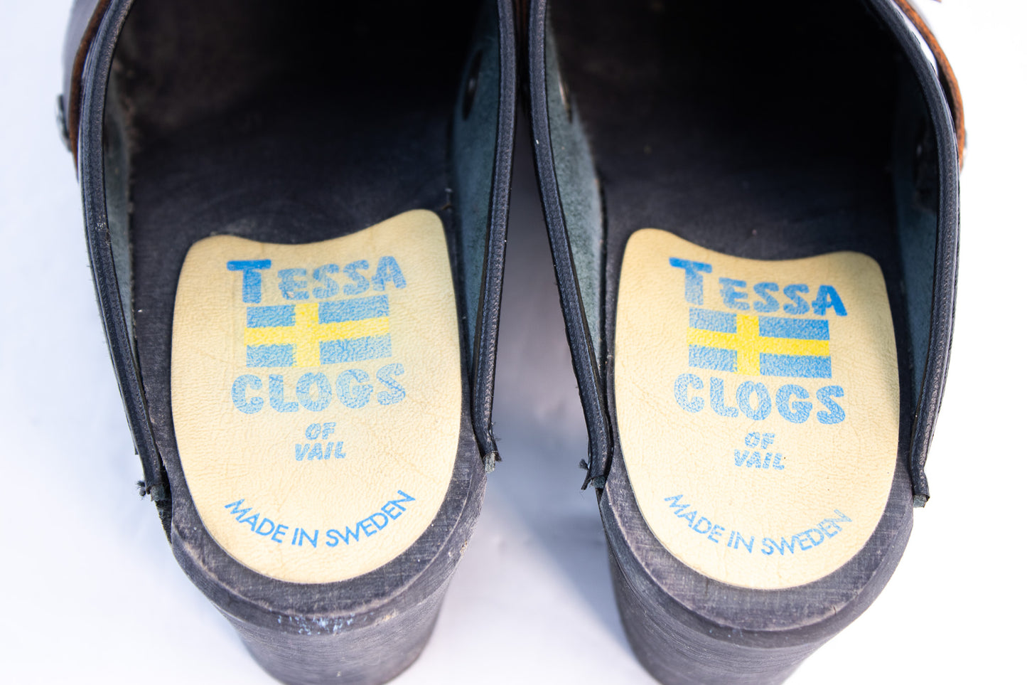 Vintage Tessa Clogs of Vail Black Patent Leather Swedish Heeled Clogs EU 38