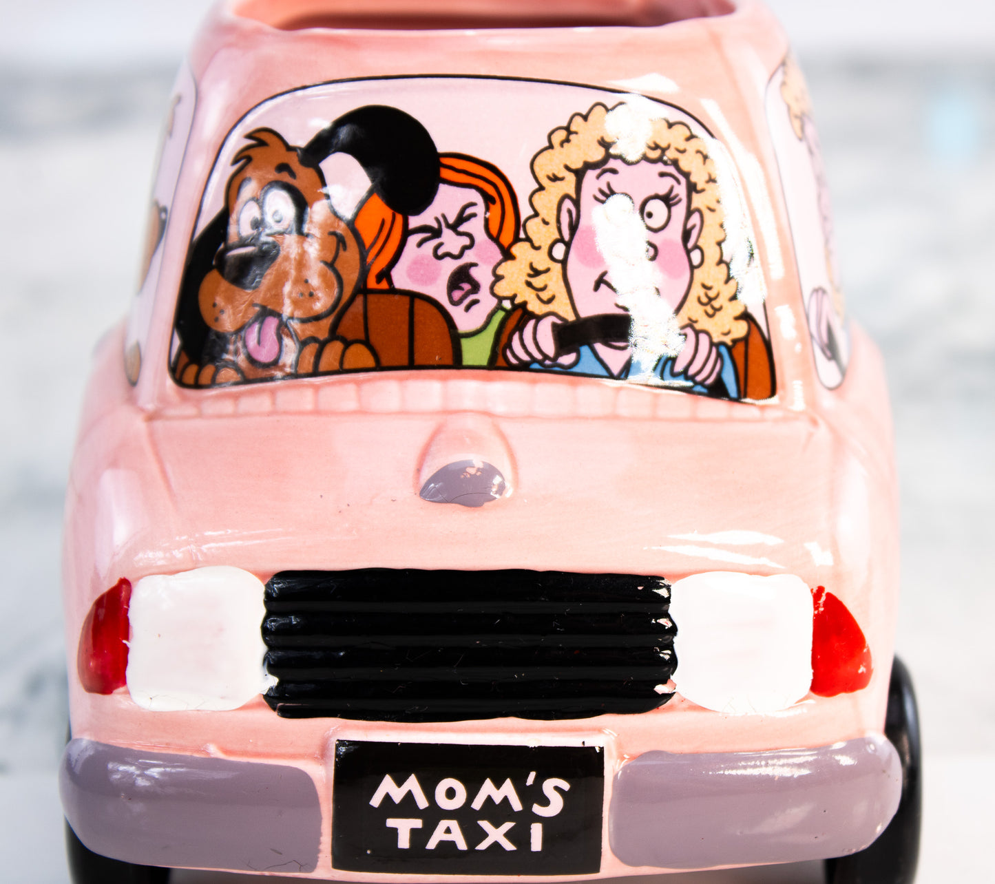 Mom’s Taxi Vintage Pink Car Mug 1989 Applause Novelty Cup Wheels