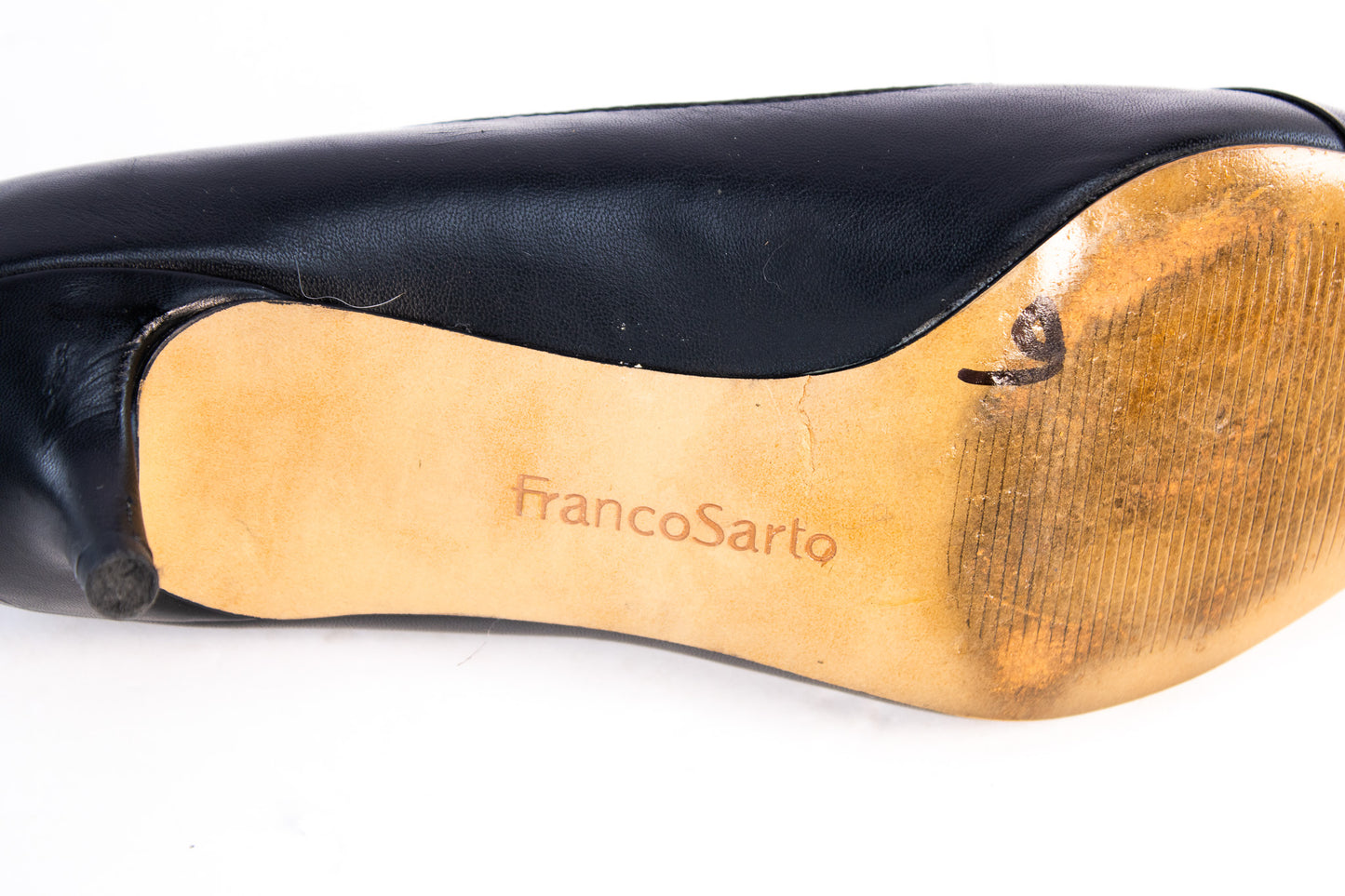 Franco Sarto Black Leather Kitten Heels Women’s 8.5 Classic Pumps