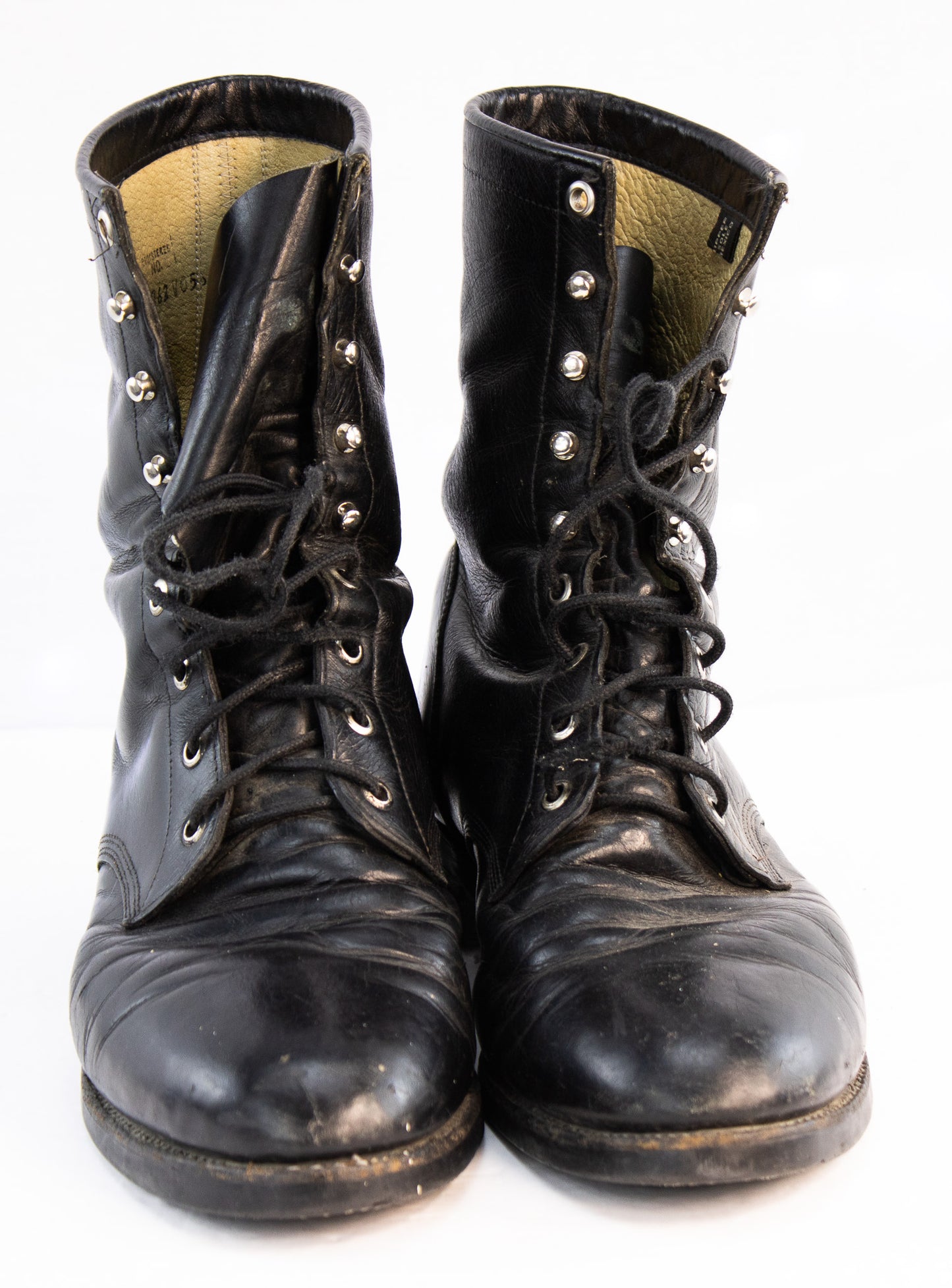 Vintage Justin Black Leather Lace-Up Ankle Boots | Made in USA