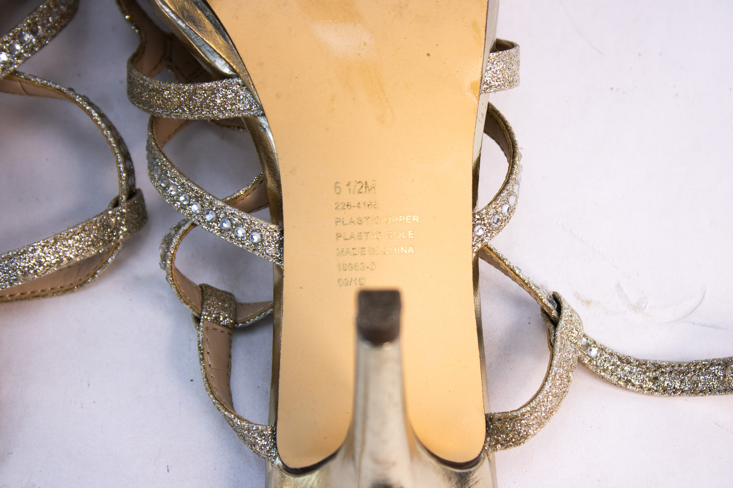 Gold Rhinestone Strappy Heels by J. Miller – Women’s Size 6.5