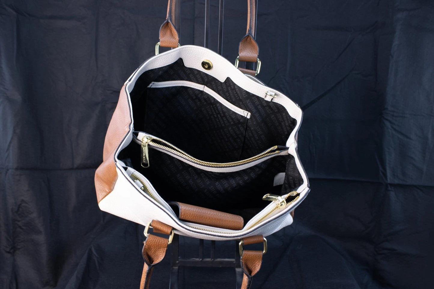 ✨ Steve Madden Structured Colorblock Tote – Cream & Caramel