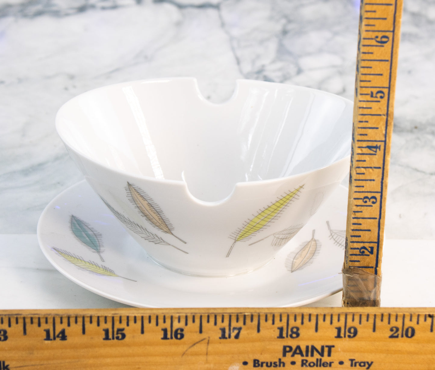 Rosenthal Germany Snack Bowl Set Mid Century Feather Porcelain Serving Dish