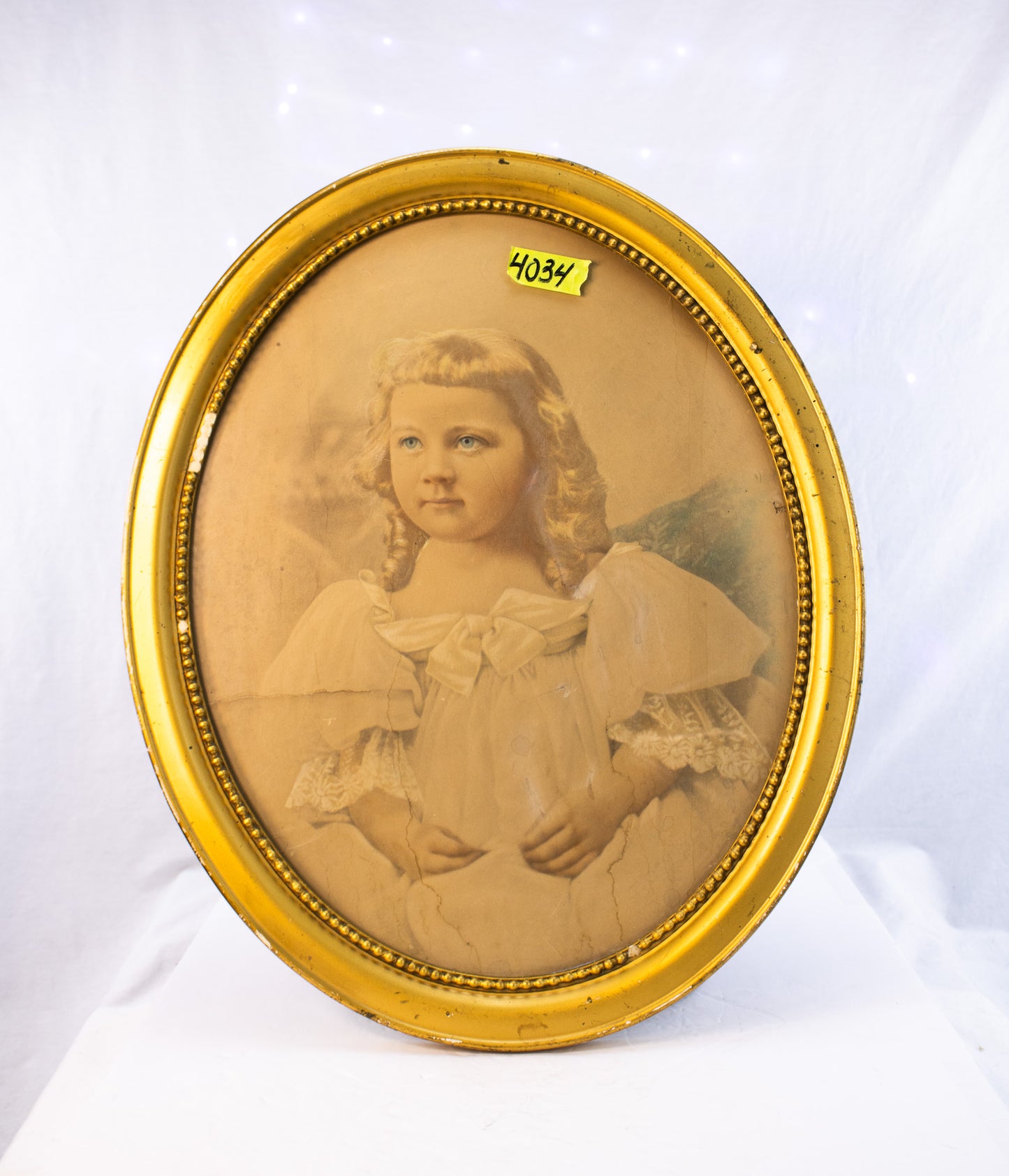Antique Oval Child Portrait | Gilded Frame | Victorian Era Wall Art