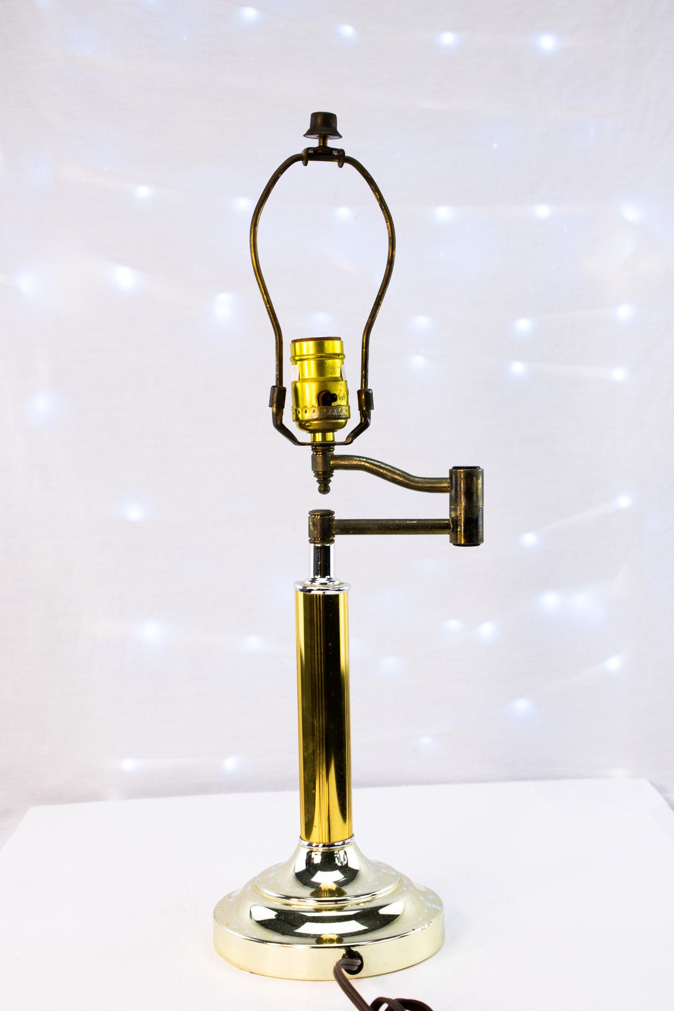 Vintage Brass Swing-Arm Table Lamp w/ Adjustable Arm & Weighted Base