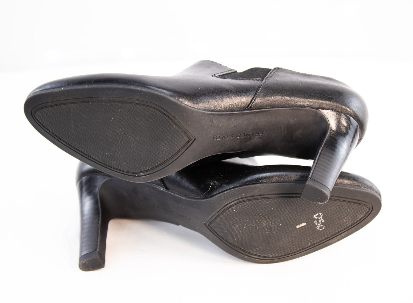 Franco Sarto Black Leather Ankle Booties Women 6.5 Classic Heeled Chelsea