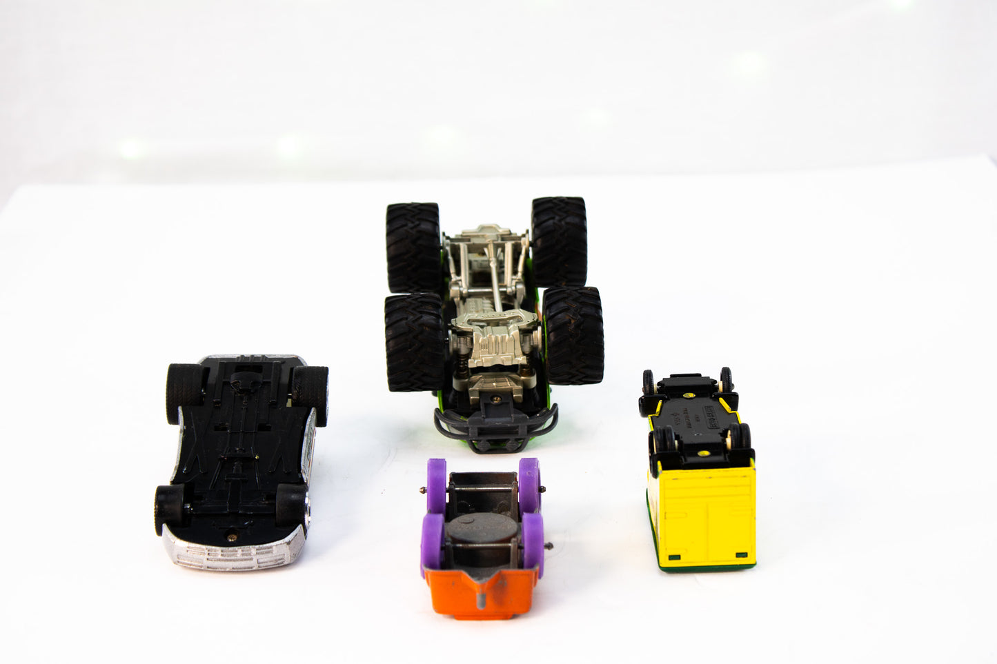 Vintage Die-Cast Toy Car Lot – Monster Truck, Jeep, Delivery Van & Turbo Car