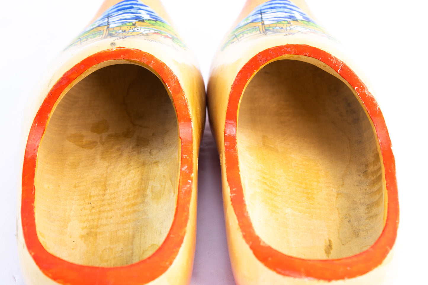 Vintage Dutch Wooden Clogs – Hand Painted Holland Windmill Folk Art Shoes