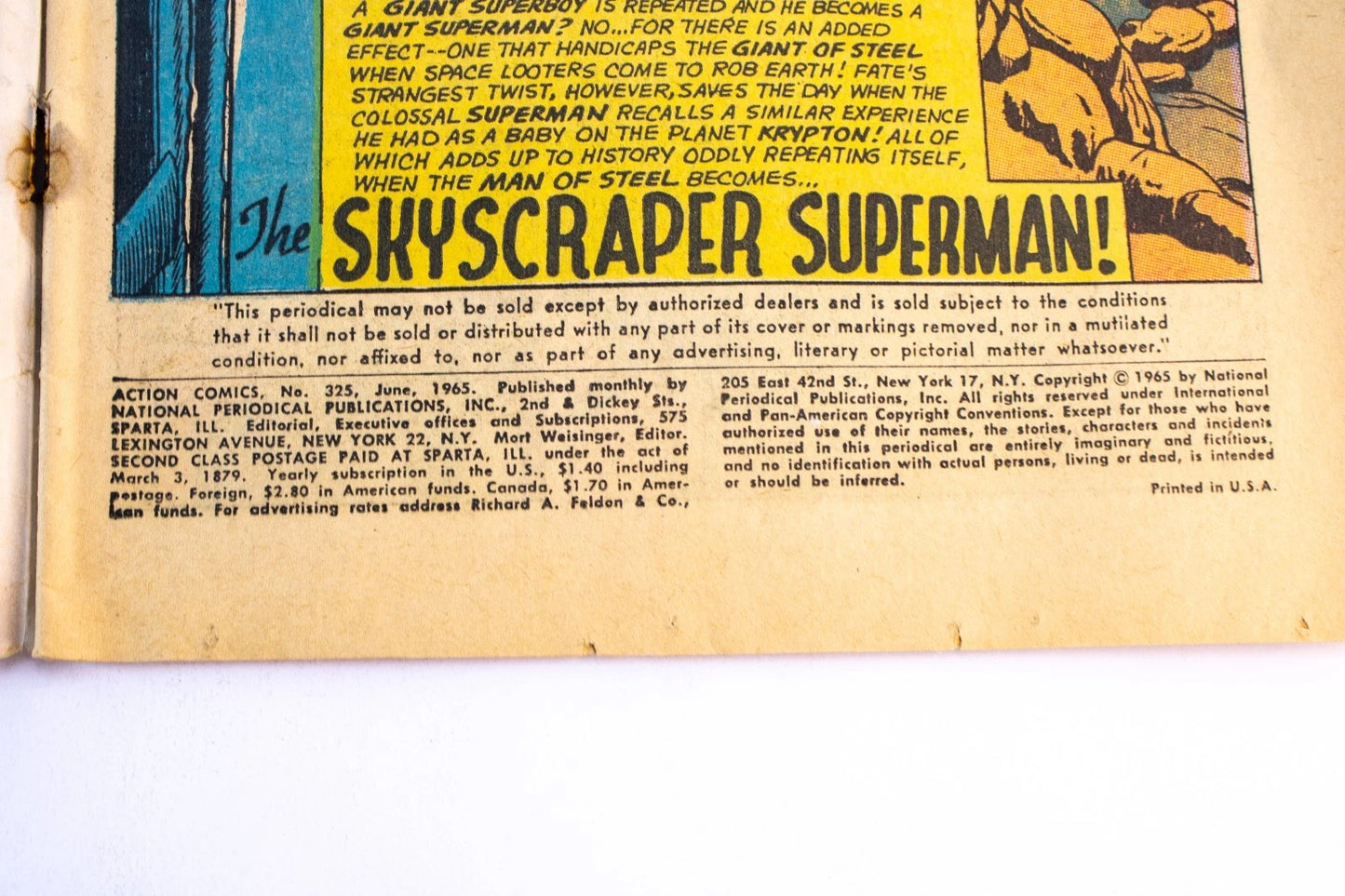 1965 Action Comics #325 – The Skyscraper Superman! – DC Silver Age Comic 12¢