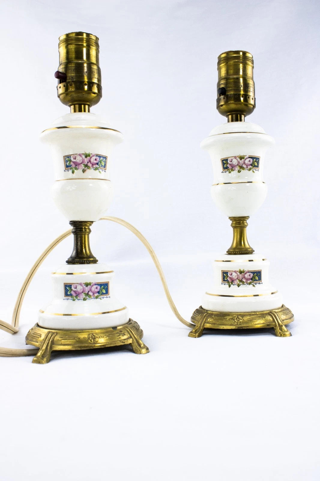 Vintage Hobnail Glass Hurricane Lamps – Pair | Working Electric Table Lamps