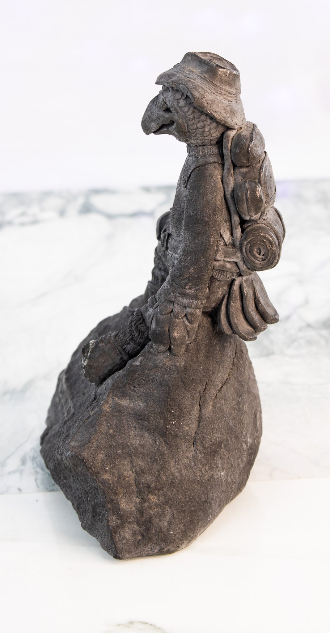 Vintage Signed Owl Sculpture 1978 | Hand Sculpted Stoneware Hiker Art