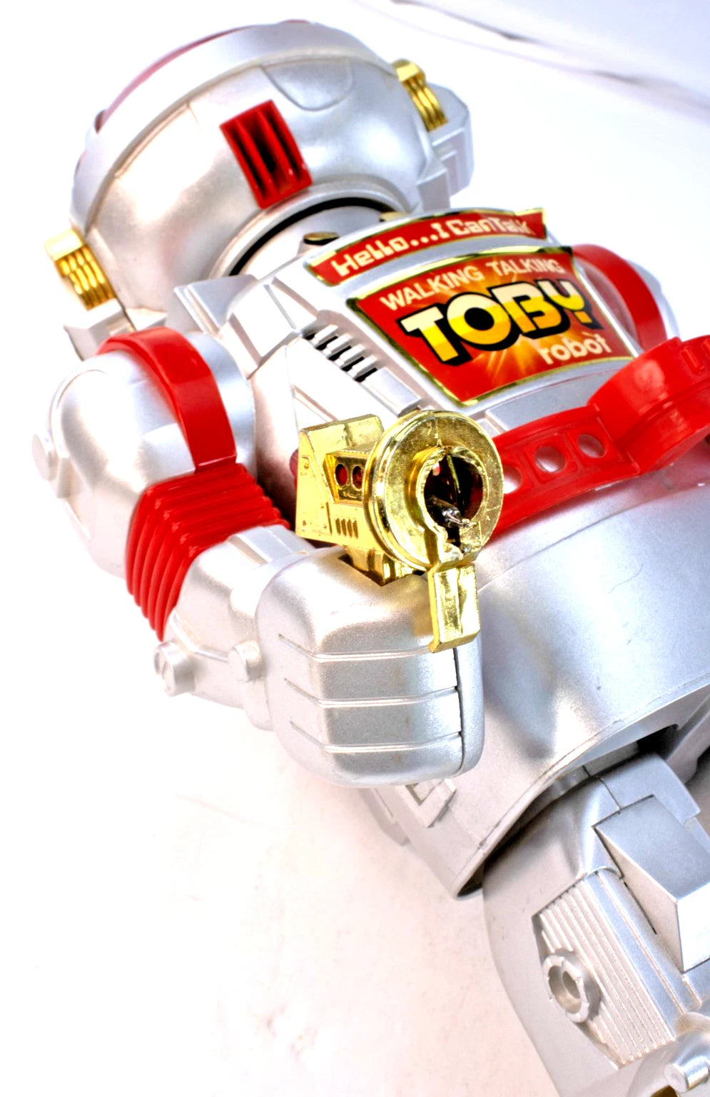 Silver Toby Walking Talking Robot (Broken Gun + Crack)