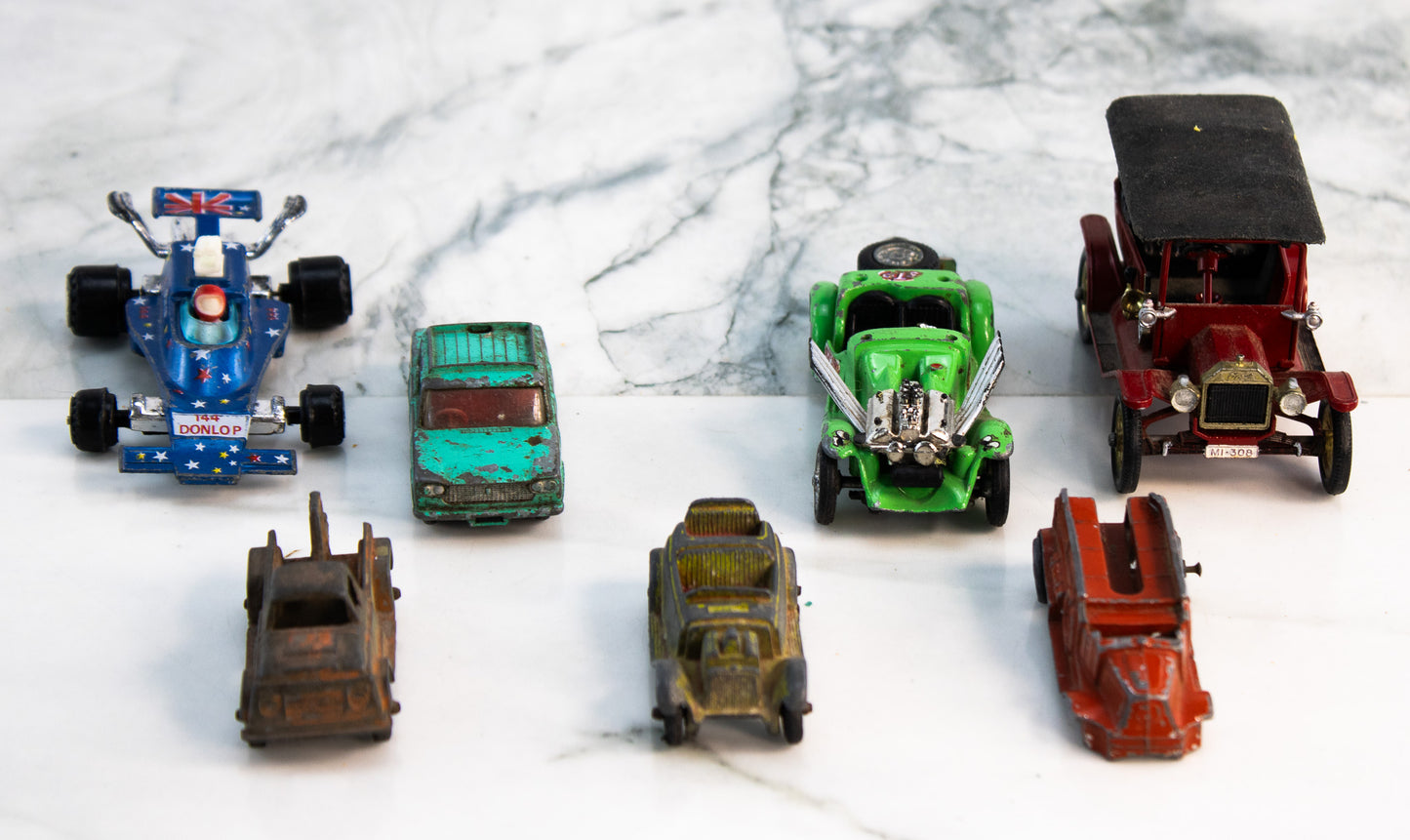 Vintage Diecast Toy Car Lot Matchbox Lesney Fiat 1500 Ford Model T Dragster